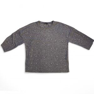 Grey Sweater Embellished with Pearls